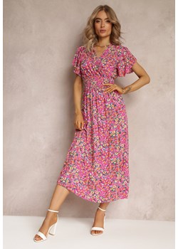 Fuksjowa Wiskozowa Sukienka Maxi w Kwiaty Sadeline ze sklepu Renee odzież w kategorii Sukienki - zdjęcie 161196632