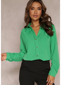 Zielona Wiskozowa Koszula z Guzikami i Kołnierzykiem Cardillo ze sklepu Renee odzież w kategorii Koszule damskie - zdjęcie 161200473