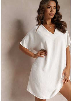Biała Sukienka o Kroju Nietoperza z Ozdobnym Wiązaniem na Plecach Cylean ze sklepu Renee odzież w kategorii Sukienki - zdjęcie 161200564