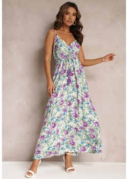 Fioletowa Maxi Sukienka na Regulowanych Ramiączkach z Wiskozy Rycen ze sklepu Renee odzież w kategorii Sukienki - zdjęcie 161200623