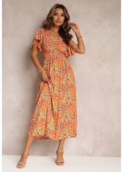 Pomarańczowa Wiskozowa Sukienka Maxi w Kwiaty Sadeline ze sklepu Renee odzież w kategorii Sukienki - zdjęcie 161205581