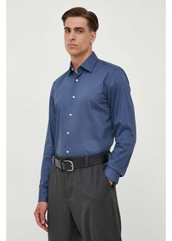 BOSS koszula bawełniana męska kolor niebieski slim z kołnierzykiem klasycznym ze sklepu ANSWEAR.com w kategorii Koszule męskie - zdjęcie 161205682