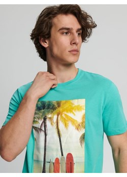 Sinsay - Koszulka z nadrukiem - turkusowy ze sklepu Sinsay w kategorii T-shirty męskie - zdjęcie 161207651