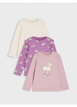 Sinsay - Koszulki 3 pack - fioletowy ze sklepu Sinsay w kategorii Bluzki dziewczęce - zdjęcie 161208034