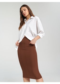 Sinsay - Spódnica midi prążkowana - brązowy ze sklepu Sinsay w kategorii Spódnice - zdjęcie 161209740