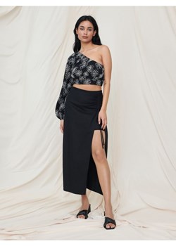 Sinsay - Spódnica midi z lnem - czarny ze sklepu Sinsay w kategorii Spódnice - zdjęcie 161209970
