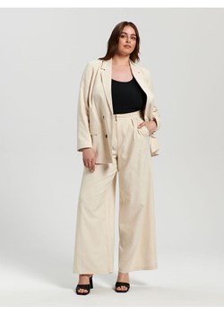 Sinsay - Spodnie z lnem - kremowy ze sklepu Sinsay w kategorii Spodnie damskie - zdjęcie 161212560