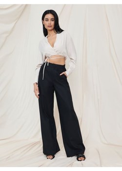 Sinsay - Spodnie z lnem - czarny ze sklepu Sinsay w kategorii Spodnie damskie - zdjęcie 161212561