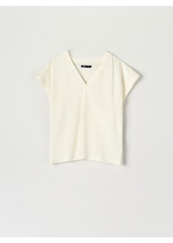 Sinsay - Koszulka bawełniana - kremowy ze sklepu Sinsay w kategorii Bluzki damskie - zdjęcie 161213702