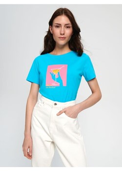 Sinsay - Koszulka z nadrukiem - niebieski ze sklepu Sinsay w kategorii Bluzki damskie - zdjęcie 161213722