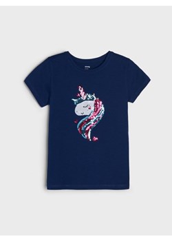 Sinsay - Koszulka z cekinami - granatowy ze sklepu Sinsay w kategorii Bluzki dziewczęce - zdjęcie 161214194