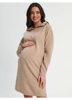 Sinsay - Sukienka midi dresowa MAMA - beżowy ze sklepu Sinsay w kategorii Sukienki ciążowe - zdjęcie 161214830