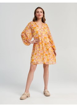 Sinsay - Sukienka mini z bufiastymi rękawami - wielobarwny ze sklepu Sinsay w kategorii Sukienki - zdjęcie 161214944