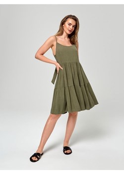 Sinsay - Sukienka mini z lnem - zielony ze sklepu Sinsay w kategorii Sukienki - zdjęcie 161215020