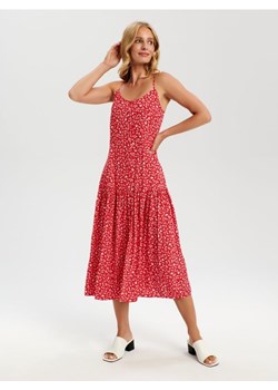 Sinsay - Sukienka midi na ramiączkach - czerwony ze sklepu Sinsay w kategorii Sukienki - zdjęcie 161218533