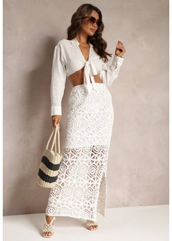Biała Ażurowa Spódnica Maxi z Rozcięciem Devotti ze sklepu Renee odzież w kategorii Spódnice - zdjęcie 161230281
