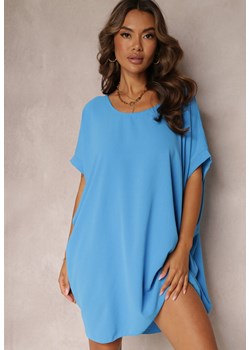 Niebieska Sukienka Mini o Fasonie Nietoperza z Okrągłym Dekoltem Maglia ze sklepu Renee odzież w kategorii Sukienki - zdjęcie 161230624