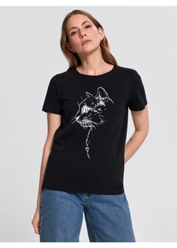 Sinsay - Koszulka bawełniana - czarny ze sklepu Sinsay w kategorii Bluzki damskie - zdjęcie 161236541