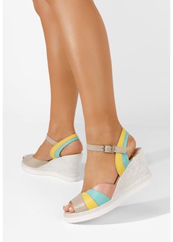 Wielokolorowy sandały na koturnie skórzane Irvina V5 ze sklepu Zapatos w kategorii Sandały damskie - zdjęcie 161248830