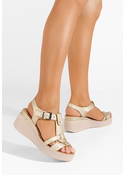 Złote sandały damskie skórzane Alice ze sklepu Zapatos w kategorii Sandały damskie - zdjęcie 161248833