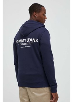 Tommy Jeans bluza bawełniana męska kolor granatowy z kapturem z nadrukiem ze sklepu ANSWEAR.com w kategorii Bluzy męskie - zdjęcie 161262533