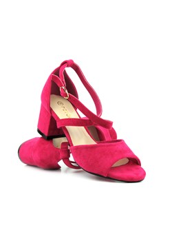Sandały damskie na wygodnym obcasie - Potocki 23-20011, różowe ze sklepu ulubioneobuwie w kategorii Sandały damskie - zdjęcie 161269292