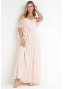 Różowa Maxi Sukienka o Rozkloszowanym Fasonie na Cienkich Skrzyżowanych Ramiączkach Hendina ze sklepu Born2be Odzież w kategorii Sukienki - zdjęcie 161272521