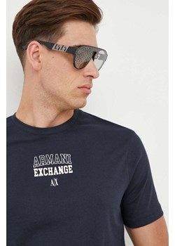 Armani Exchange t-shirt bawełniany kolor granatowy z nadrukiem ze sklepu ANSWEAR.com w kategorii T-shirty męskie - zdjęcie 161276500
