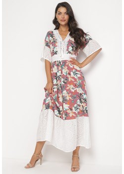 Ciemnoróżowa Rozkloszowana Sukienka Maxi z Falbankami Odenna ze sklepu Born2be Odzież w kategorii Sukienki - zdjęcie 161281053