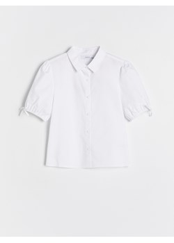 Reserved - Koszula z dekoracyjnymi rękawami - biały ze sklepu Reserved w kategorii Koszule dziewczęce - zdjęcie 161281431