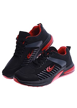 Sznurowane męskie czarno czerwone buty sportowe /G12-1 14635 S940/ ze sklepu Pantofelek24.pl w kategorii Buty sportowe męskie - zdjęcie 161288670