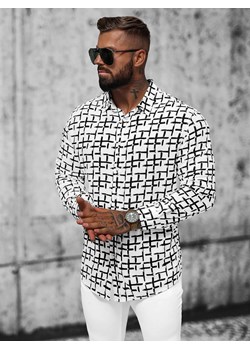 Koszula męska biało-czarna OZONEE E/9000/1Z ze sklepu ozonee.pl w kategorii Koszule męskie - zdjęcie 161311471