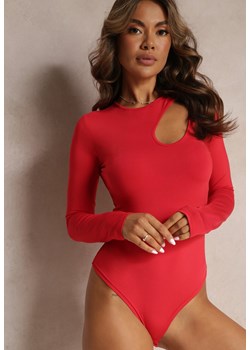 Czerwone Body z Wycięciem i Długim Rękawem Ollisma ze sklepu Renee odzież w kategorii Bluzki damskie - zdjęcie 161317190