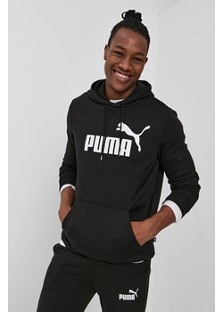Puma Bluza 586686 męska kolor czarny z kapturem z nadrukiem ze sklepu ANSWEAR.com w kategorii Bluzy męskie - zdjęcie 161321662