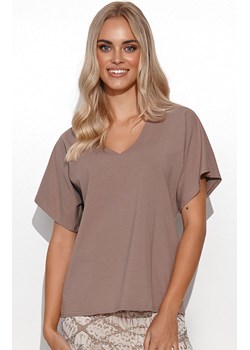 T-shirt damski oversize w kolorze mokka M776, Kolor mocca, Rozmiar 36/38, Makadamia ze sklepu Primodo w kategorii Bluzki damskie - zdjęcie 161326972