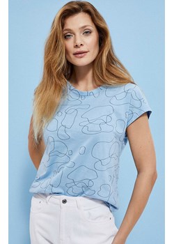 3853 Bawełniana bluzka z nadrukiem, Kolor niebieski, Rozmiar XS, Moodo ze sklepu Primodo w kategorii Bluzki damskie - zdjęcie 161327020