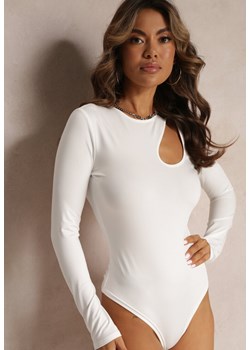 Białe Body z Wycięciem i Długim Rękawem Ollisma ze sklepu Renee odzież w kategorii Bluzki damskie - zdjęcie 161331600