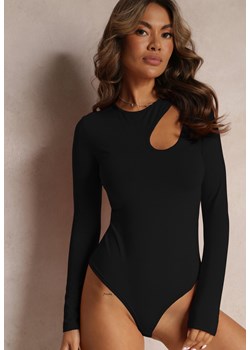 Czarne Body z Wycięciem i Długim Rękawem Ollisma ze sklepu Renee odzież w kategorii Bluzki damskie - zdjęcie 161331603