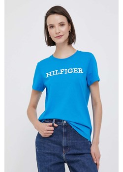 Tommy Hilfiger t-shirt bawełniany kolor niebieski ze sklepu ANSWEAR.com w kategorii Bluzki damskie - zdjęcie 161332050