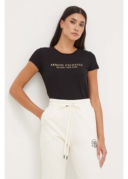 Armani Exchange t-shirt bawełniany kolor czarny ze sklepu ANSWEAR.com w kategorii Bluzki damskie - zdjęcie 161332070