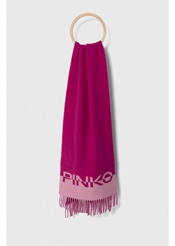 Pinko szalik wełniany kolor fioletowy wzorzysty ze sklepu ANSWEAR.com w kategorii Szaliki i chusty damskie - zdjęcie 161342183