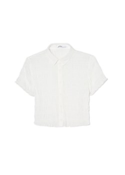 Cropp - Biała koszula z marszczeniem - biały ze sklepu Cropp w kategorii Koszule damskie - zdjęcie 161342844