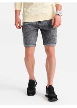 Jeansowe marmurkowe szorty męskie - szare V3 OM-SRDS-0117 ze sklepu ombre w kategorii Spodenki męskie - zdjęcie 161348774