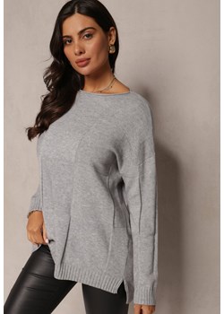 Szary Sweter z Długim Rękawem Alexzana ze sklepu Renee odzież w kategorii Swetry damskie - zdjęcie 161349402