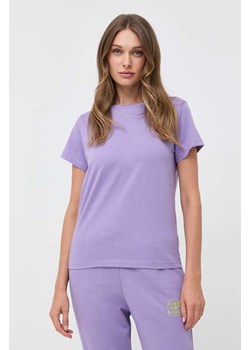 Pinko t-shirt bawełniany kolor fioletowy 100373.A0KP ze sklepu ANSWEAR.com w kategorii Bluzki damskie - zdjęcie 161352332