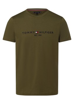 Tommy Hilfiger T-shirt męski Mężczyźni Bawełna oliwkowy jednolity ze sklepu vangraaf w kategorii T-shirty męskie - zdjęcie 161352380