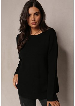 Czarny Sweter z Kieszonką i Długim Rękawem Addir ze sklepu Renee odzież w kategorii Swetry damskie - zdjęcie 161352432