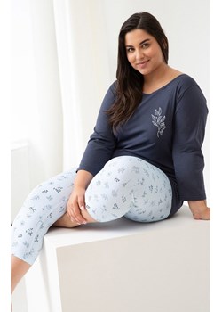 Bawełniana piżama damska Plus Size Magnolia 3012, Kolor granatowo-błękitny, Rozmiar XXL, Taro ze sklepu Intymna w kategorii Piżamy damskie - zdjęcie 161354493