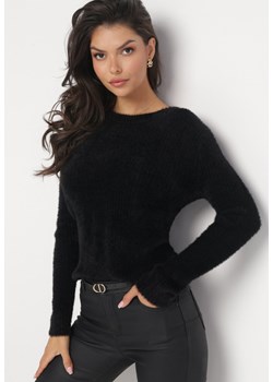 Czarny Dopasowany Sweter z Dzianiny w Prążki Corde ze sklepu Born2be Odzież w kategorii Swetry damskie - zdjęcie 161379450