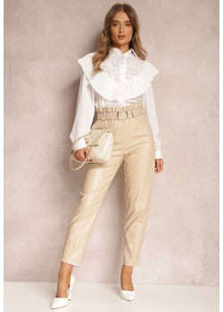 Beżowe Spodnie z Paskiem Lucrece ze sklepu Renee odzież w kategorii Spodnie damskie - zdjęcie 161390402